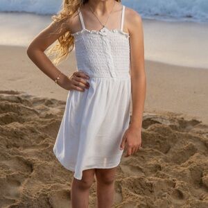 Smocked linen style dress